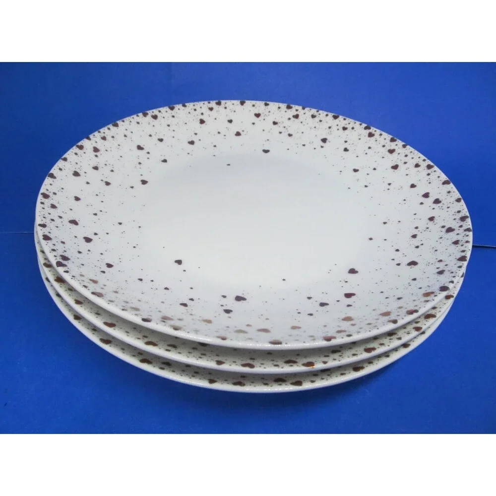 Pottery Barn Monique Lhuillier Gold Confetti Hearts 8 3/8  Plates Bundle of 3
